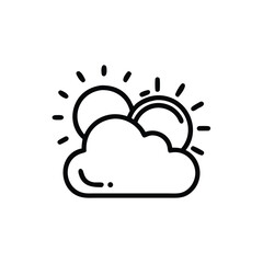 Sunny weather icon, cloud, sun, bright, day, forecast, climate, graphic, design, illustration
