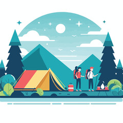 vector image of people camping