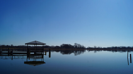 See, Seebrücke, Wasser, Himmel, Landschaft, Frühling