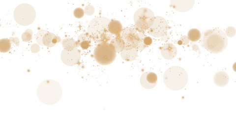 A beautiful bokeh effect featuring warm beige glowing orbs and soft sparkles on a transparent background.