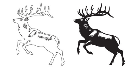 Elegant elk silhouette design – perfect for rustic, wildlife, and outdoor-themed creative projects – elk silhouette – elk vector – elk illustration – minimalist elk outline – elk icon

