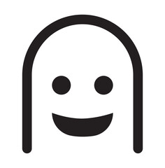 Icon of a happy ghost. Silhouette of a cute ghost in a cartoon style. Flat and minimalist design. EPS 10. Vector illustrations