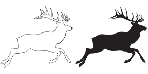 Elk silhouette – sleek vector design for forest, wildlife, and adventure-based logos – elk silhouette – elk vector – elk illustration – minimalist elk outline – elk icon

