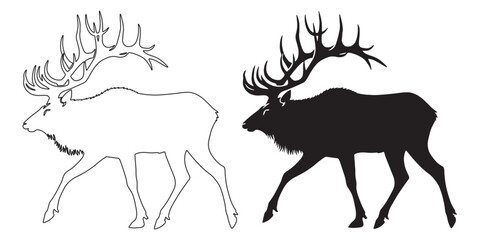 Dynamic elk silhouette vector – ideal for logos, posters, and creative outdoor designs – elk silhouette – elk vector – elk illustration – minimalist elk outline – elk icon

