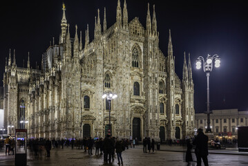 night view of the downtown of Milan during the Christmas season, Milan, Italy
