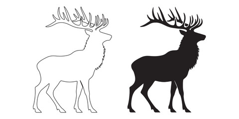 Bold elk silhouette vector – ideal for forest, wildlife, and adventure branding – elk silhouette – elk vector – elk illustration – minimalist elk outline – elk icon

