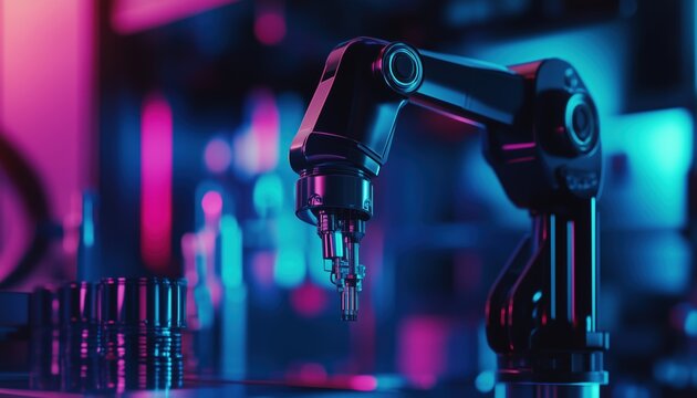 Robot Arm Analyzing Mathematics For Automated Innovation In Manufacturing: Robotics, Virtual Technology, Machine Learning, And Future Industry Problem Solving.
