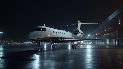 Futuristic aircraft night city