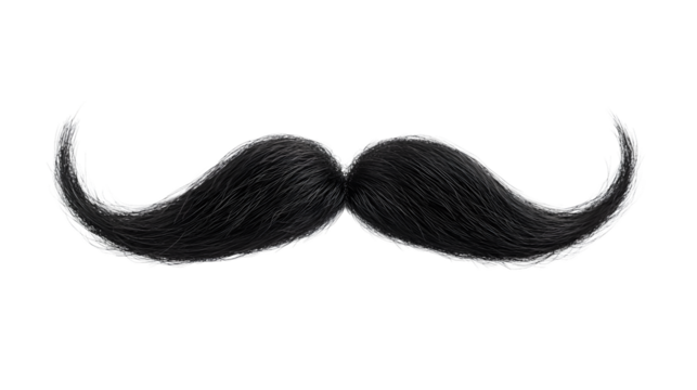 Professional Black Mustache Isolated on White Background PNG Image