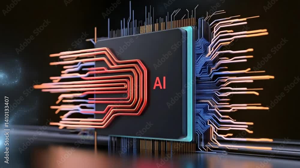 Aufkleber ai chip's brainwave: a visually stunning depiction of a futuristic ai chip, with intricate circuit b