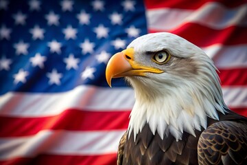american eagle and american flag - Ai generated image