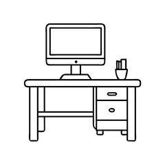 computer desk icon, computer desk vector illustration-simple illustration of computer desk, perfect for computer desk logos and icons
