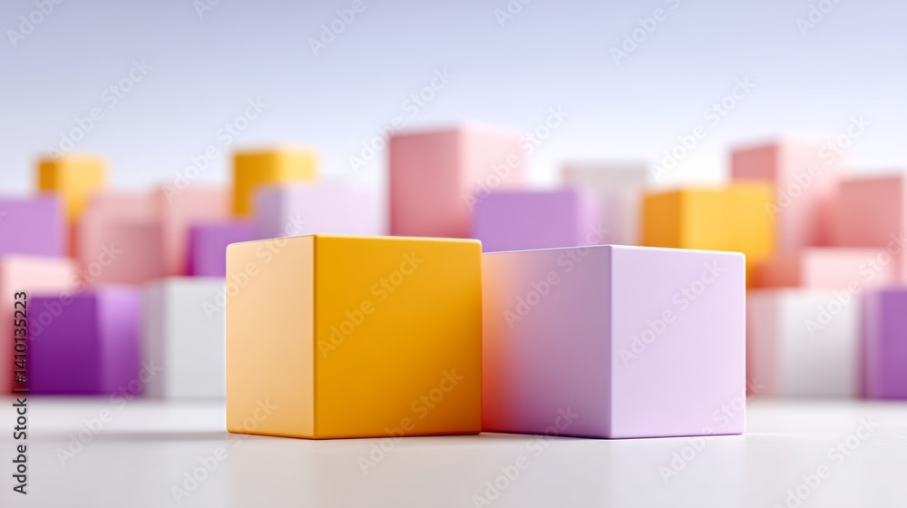 Poster two cubes of different colors are placed on a white background. the cubes are arranged in a way that
