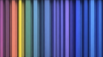 Colorful vertical planks display a spectrum of hues