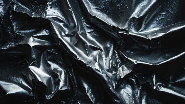 Crinkled dark silver foil texture background. Creased foil paper texture.