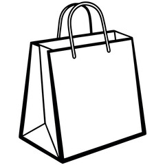 Empty white paper shopping bag with handle.