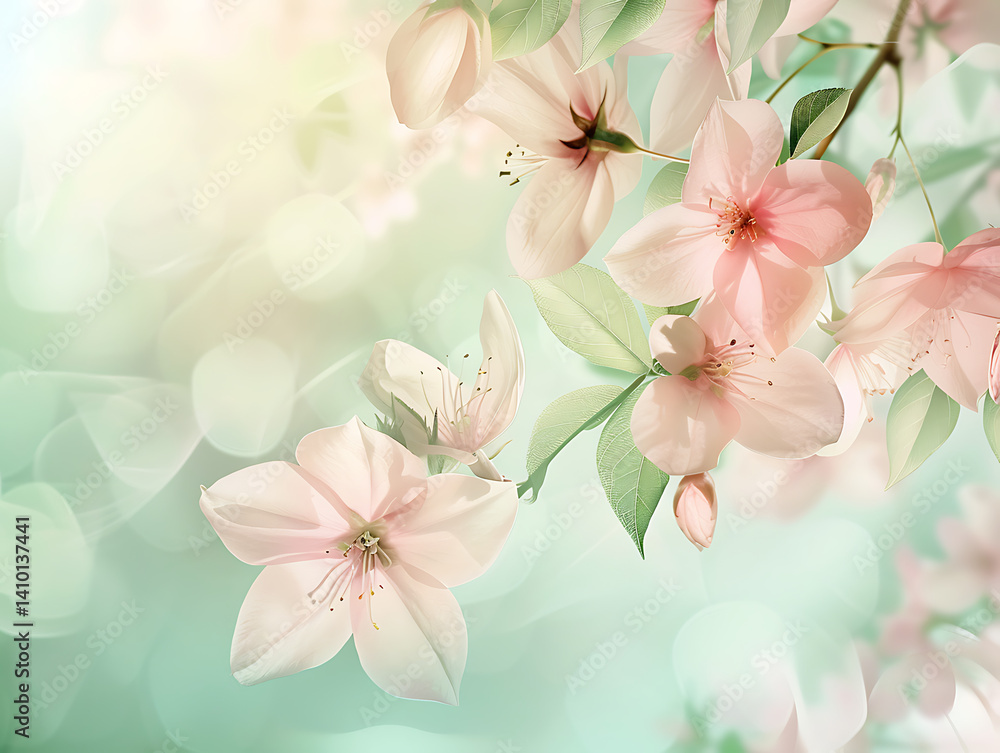 Poster sophisticated minimalist spring background with soft gradient pastel tones and smooth silk texture, 