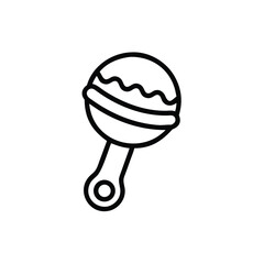 Baby Rattle Toy Icon In Outline Style For Childrens Design Projects