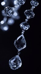 Close-up of a crystal chandelier pendant chain.