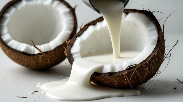 Coconut accompanied by coconut milk