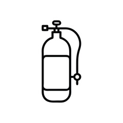 Scuba Diving Cylinder Oxygen Tank Outline Vector Illustration Equipment Graphics