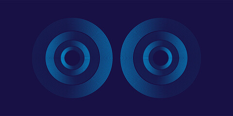 Abstract blue glowing geometric lines on dark blue background. Modern shiny blue circle lines pattern. Futuristic technology concept. Suit for cover, poster, banner, brochure, header, website