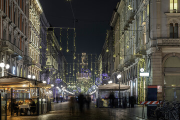 Fototapeta premium night view of the downtown of Milan during the Christmas season, Milan, Italy