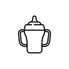 Baby Sippy Cup Outline Vector Icon For Feeding And Weaning Babies