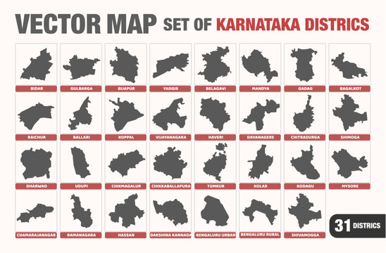 Vector Map Set of Karnataka Districts