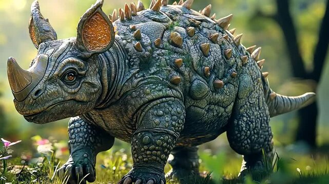 Majestic Fantasy Rhino in Enchanting Forest