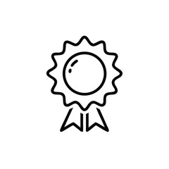 Single Award Badge Ribbon Minimalist Line Art Vector Illustration Design