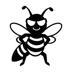 bee funny silhouette illustration, icon