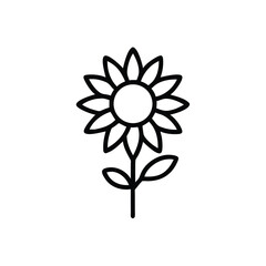 Sunflower Line Art Vector Illustration Minimalist Flower Outline Design Isolated On White