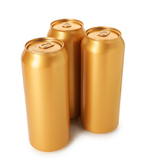 Many blank tin cans isolated on white