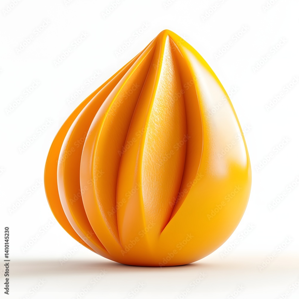 Aufkleber A digital rendering of an abstract orange sculpture. The smooth, teardrop shape features intricate carvings. A 3D Render of a Smooth Abstract Orange Sculpture Isolated on a white background.