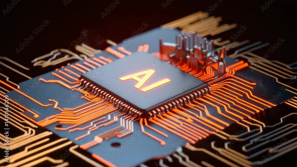 Aufkleber ai chip: the heart of artificial intelligence, a microscopic marvel of technology showcasing a close