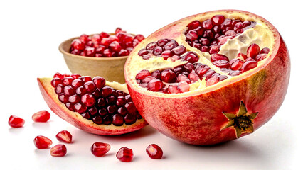 Fresh pomegranate on white background