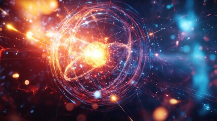 Fototapeta premium Abstract representation of atomic energy in motion