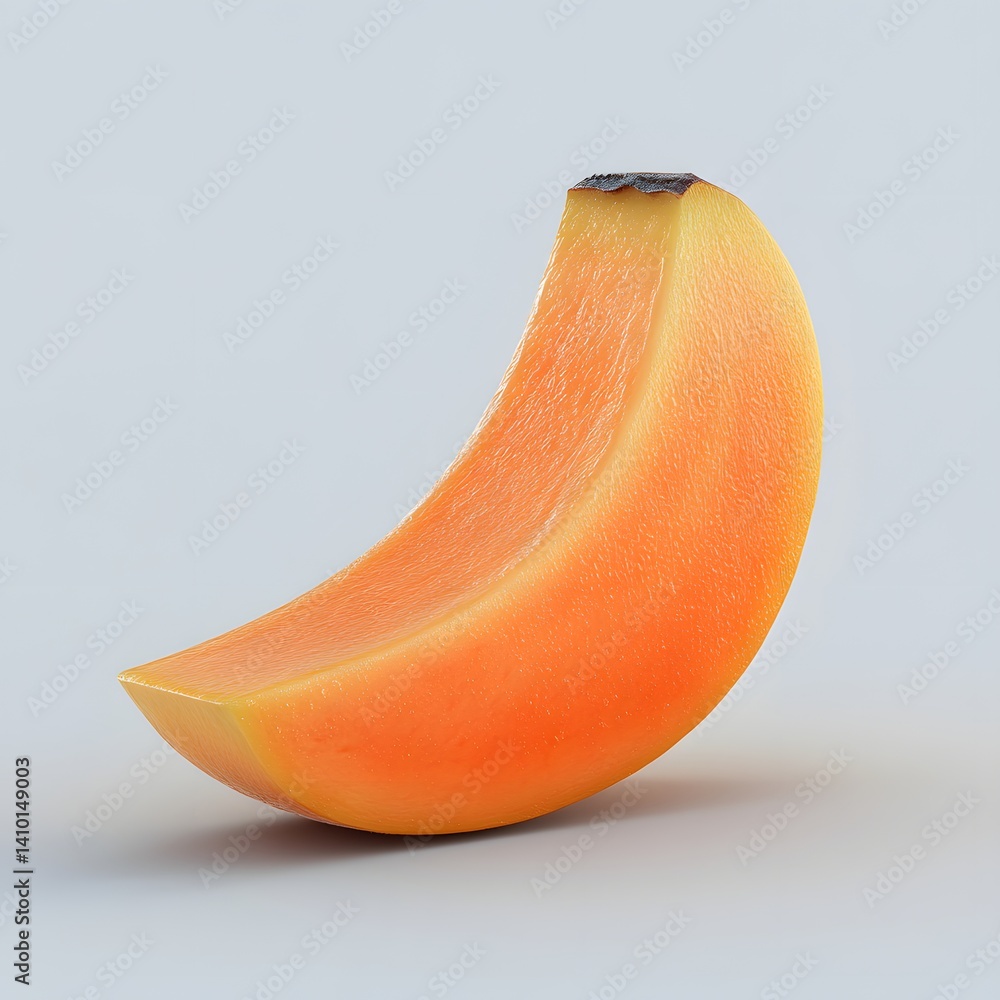 Aufkleber a close-up of a single papaya slice, its vibrant color and smooth texture highlighted against a neut