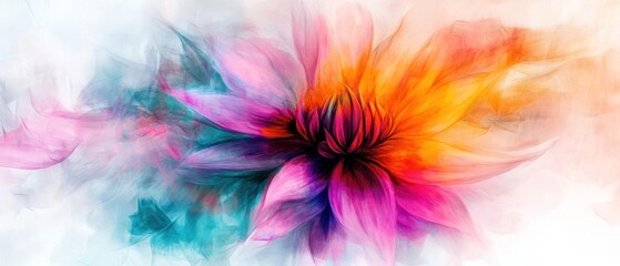 Obraz premium Vibrant Abstract Floral Painting: A Symphony of Colors