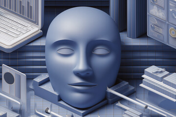 Futuristic Blue Isometric Technology Design