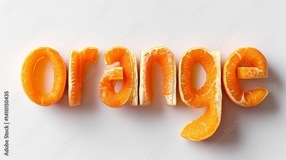 Fototapete close up of an orange, sliced into letters, spelling out the word 