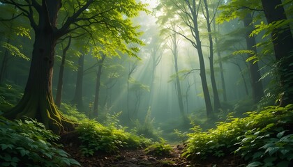 misty morning in the forest