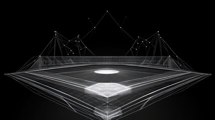 Obraz premium Futuristic Baseball Field, Network Graphics, Night Scene, Abstract Design