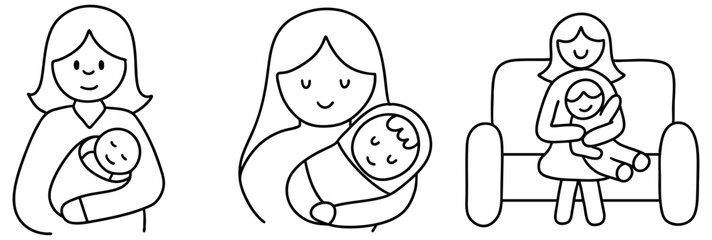 Caring mothers celebrate Mother Day with love and joy while holding their babies in various tender moments