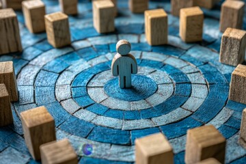 Single person surrounded by others in a target pattern
