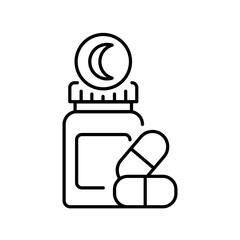Melatonin optimization  black line icon for digital and print projects.