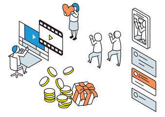 パフォーマンスや映像で活動をするイラスト