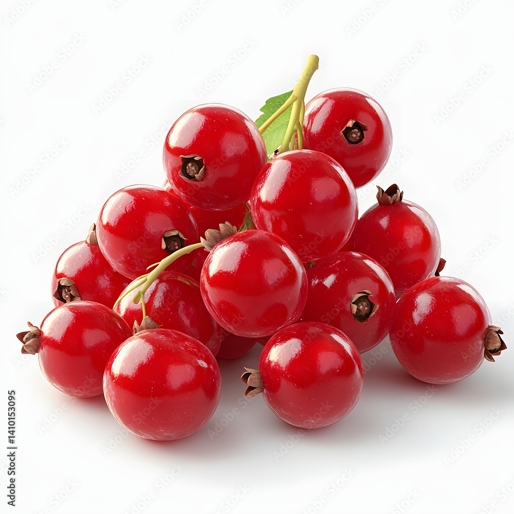 Poster Close-up image of a bunch of red currants on a white background. A Bunch of Red Currants Isolated on a white background.