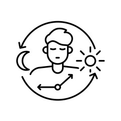Circadian rhythm black line icon for digital and print projects.